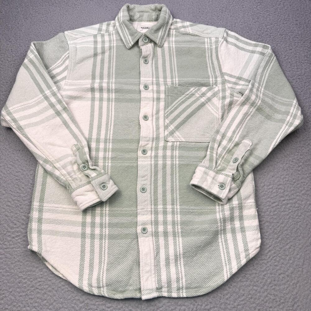 Pull&Bear Shirt Womens Small Plaid Button Up Long Sleeve Soft Shacket